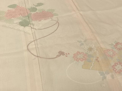 平和屋着物▽訪問着　無双　紗袷　紗×絽　草花文　正絹　逸品　AABL0303jh