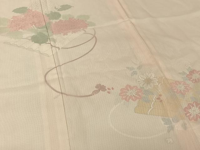 平和屋着物▽訪問着　無双　紗袷　紗×絽　草花文　正絹　逸品　AABL0303jh