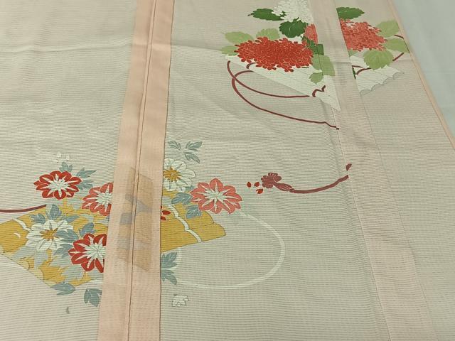 平和屋着物▽訪問着　無双　紗袷　紗×絽　草花文　正絹　逸品　AABL0303jh