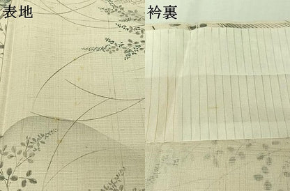 平和屋着物▽上質な小紋　単衣　生紬地　草花文　正絹　逸品　AABL0307jh