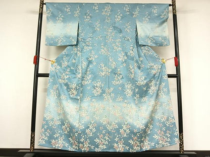平和屋着物▽訪問着　単衣　南天文　正絹　逸品　AABL0312jh