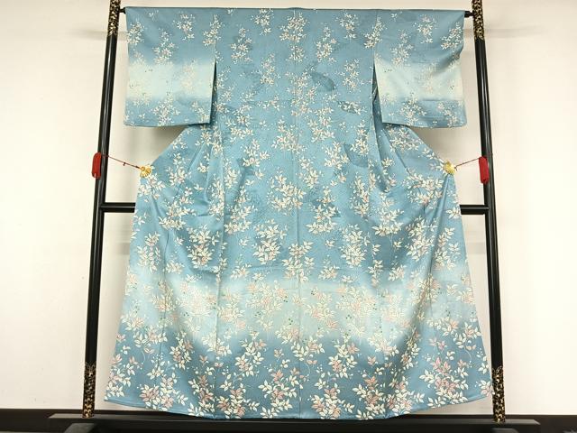 平和屋着物▽訪問着　単衣　南天文　正絹　逸品　AABL0312jh