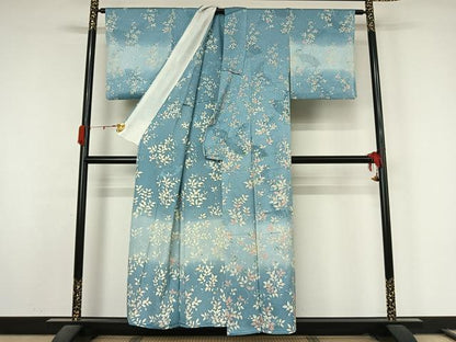 平和屋着物▽訪問着　単衣　南天文　正絹　逸品　AABL0312jh
