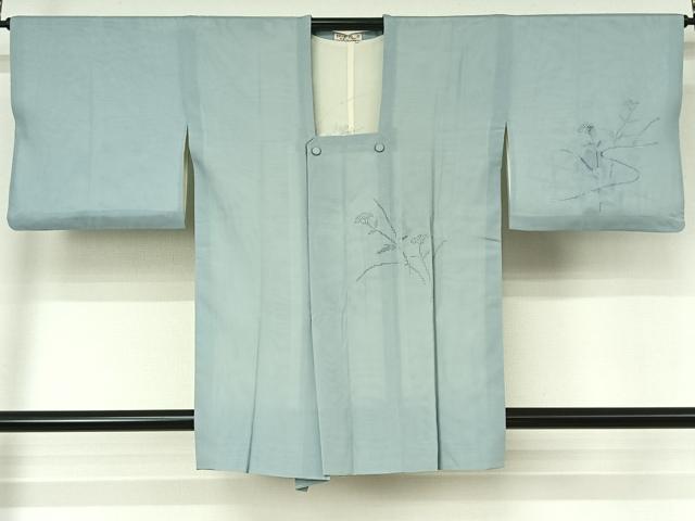 平和屋着物▽道行コート　スリーシーズン　春夏秋　塵除け　絽袷　絽×絽　花籬文　銀彩　正絹　逸品　AABL0313jh