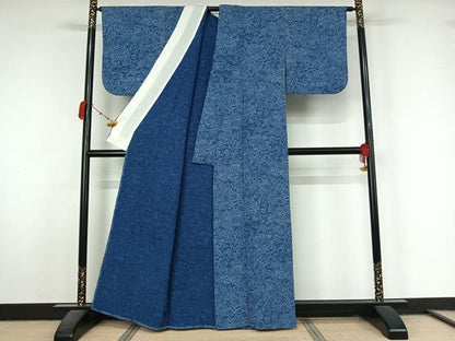 平和屋着物▽上質な小紋　単衣　流水花文　正絹　逸品　AABL0315jh