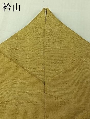 平和屋着物▽上質な紬　単衣　色無地　芥子色　正絹　逸品　AABL0316jh