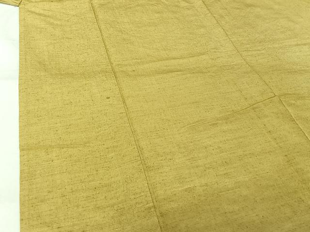 平和屋着物▽上質な紬　単衣　色無地　芥子色　正絹　逸品　AABL0316jh