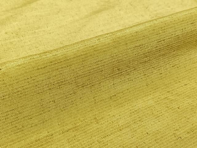 平和屋着物▽上質な紬　単衣　色無地　芥子色　正絹　逸品　AABL0316jh