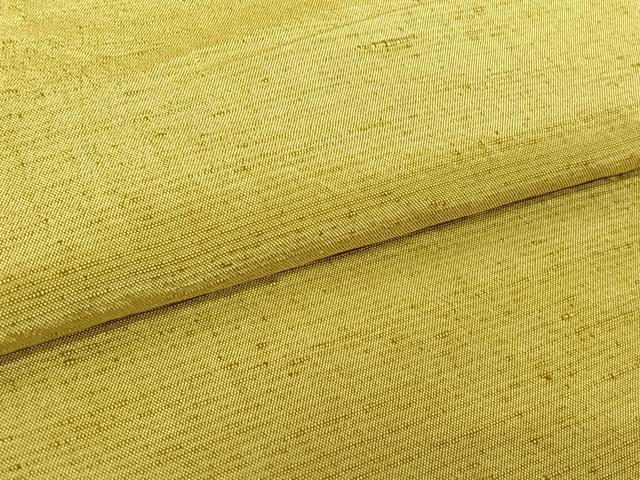 平和屋着物▽上質な紬　単衣　色無地　芥子色　正絹　逸品　AABL0316jh