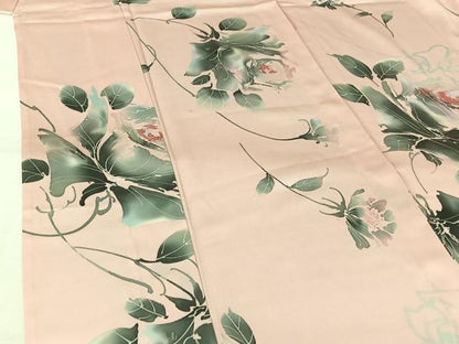平和屋着物▽上質な小紋　単衣　花蝶文　正絹　逸品　AABL0318jh