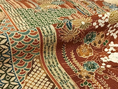 平和屋着物▽上質な小紋　単衣　吉祥花間道　鬼しぼ縮緬　正絹　逸品　AABL0319jh