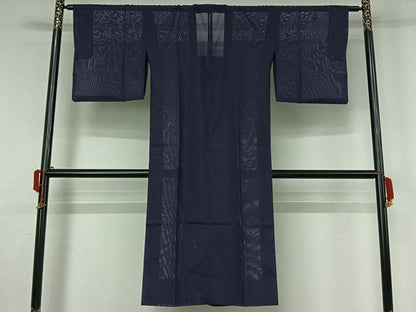 平和屋着物▽道行コート　スリーシーズン　春夏秋　塵除け　紺藍色　ロング丈　洗える着物　AABL0323jh