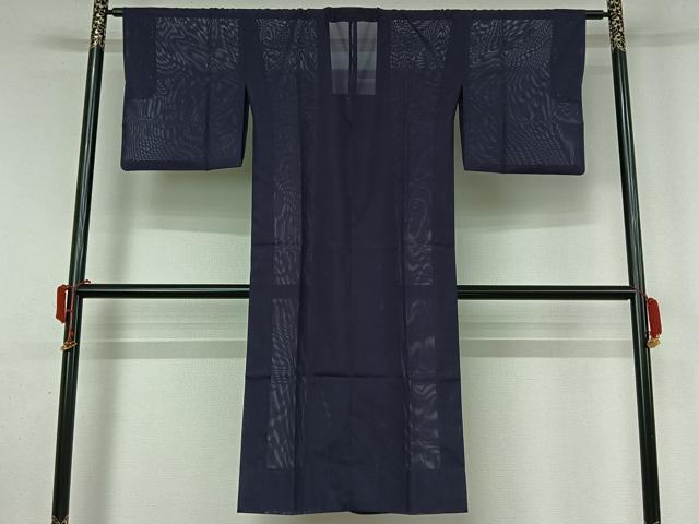 平和屋着物▽道行コート　スリーシーズン　春夏秋　塵除け　紺藍色　ロング丈　洗える着物　AABL0323jh
