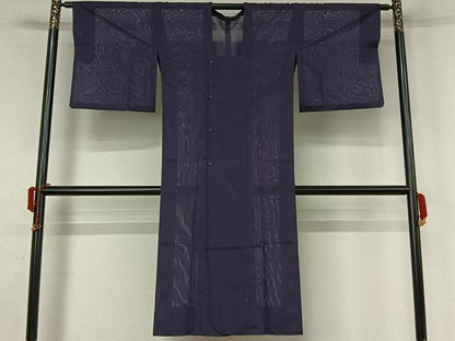 平和屋着物▽道行コート　スリーシーズン　春夏秋　塵除け　紺藍色　ロング丈　洗える着物　AABL0323jh