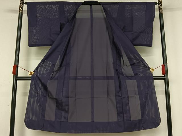 平和屋着物▽道行コート　スリーシーズン　春夏秋　塵除け　紺藍色　ロング丈　洗える着物　AABL0323jh