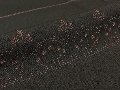 平和屋着物▽訪問着　単衣　総刺繍　横段花文　正絹　逸品　AABL0324jh