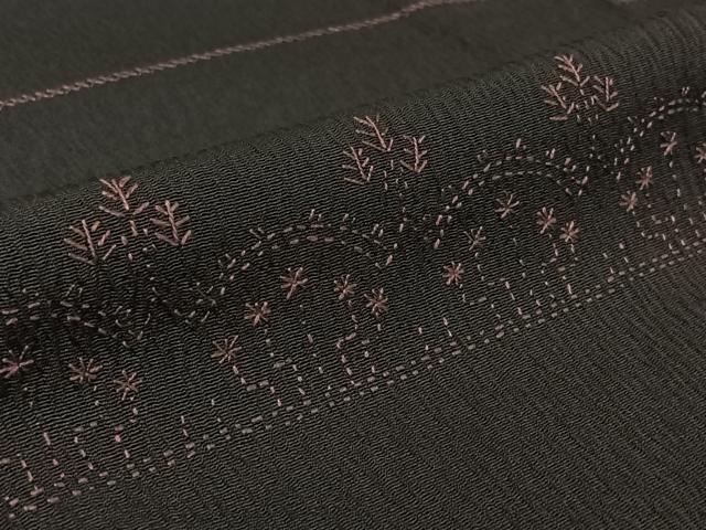 平和屋着物▽訪問着　単衣　総刺繍　横段花文　正絹　逸品　AABL0324jh