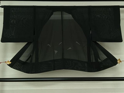 平和屋着物▽羽織　スリーシーズン　春夏秋　塵除け　黒地　正絹　逸品　AABL0325jh