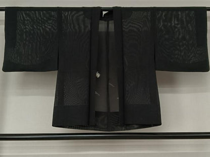平和屋着物▽羽織　スリーシーズン　春夏秋　塵除け　黒地　正絹　逸品　AABL0325jh