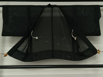 平和屋着物▽羽織　スリーシーズン　春夏秋　塵除け　黒地　正絹　逸品　AABL0325jh
