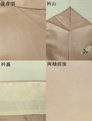 平和屋着物▽訪問着　単衣　草花文　暈し染め　金銀彩　正絹　逸品　AABL0326jh