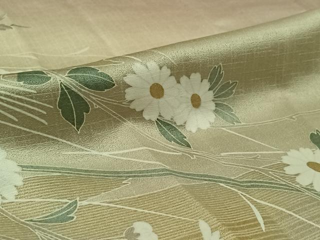 平和屋着物▽訪問着　単衣　草花文　暈し染め　金銀彩　正絹　逸品　AABL0326jh