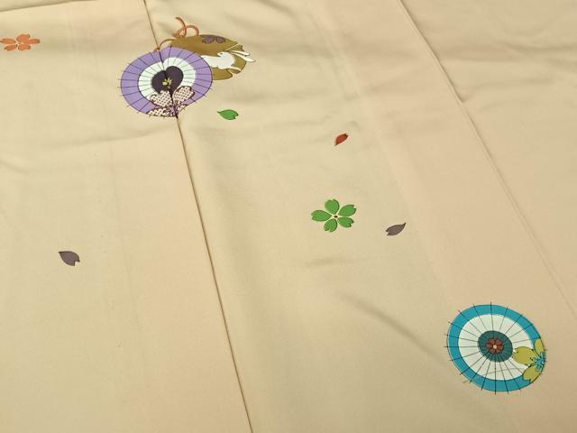 平和屋着物▽訪問着　単衣　番傘　正絹　逸品　AABL0327jh