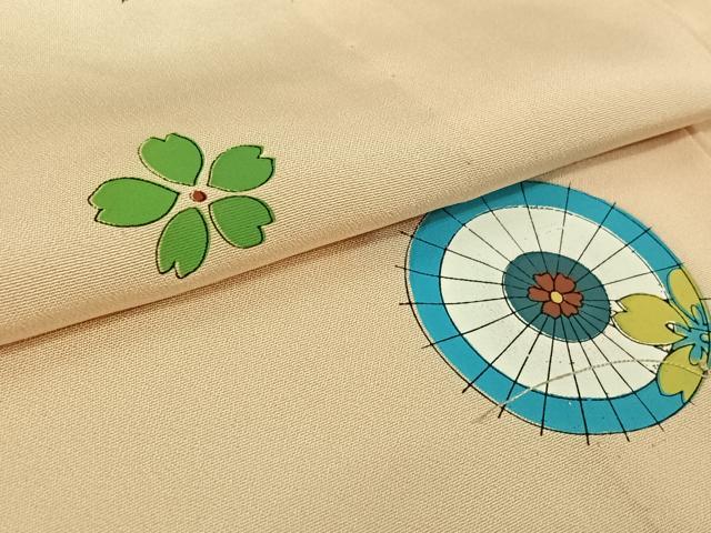 平和屋着物▽訪問着　単衣　番傘　正絹　逸品　AABL0327jh