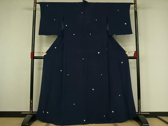 平和屋着物▽上質な小紋　単衣　絞り　丸文　正絹　逸品　AABL0328jh