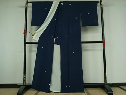 平和屋着物▽上質な小紋　単衣　絞り　丸文　正絹　逸品　AABL0328jh