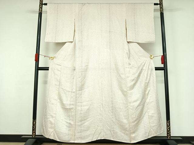 平和屋着物▽上質な小紋　単衣　縞　正絹　逸品　AABL0329jh