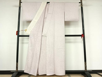 平和屋着物▽お召　単衣　縞　正絹　逸品　AABL0330jh