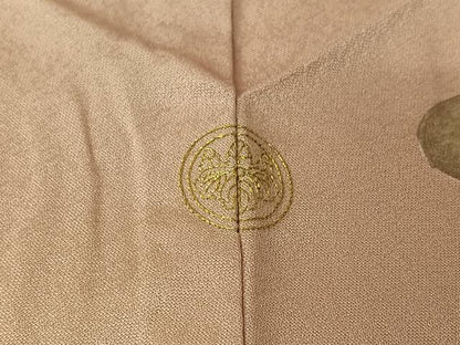 平和屋着物▽訪問着　単衣　刺繍　花鳥文　暈し染め　金彩　正絹　逸品　AABL0332jh