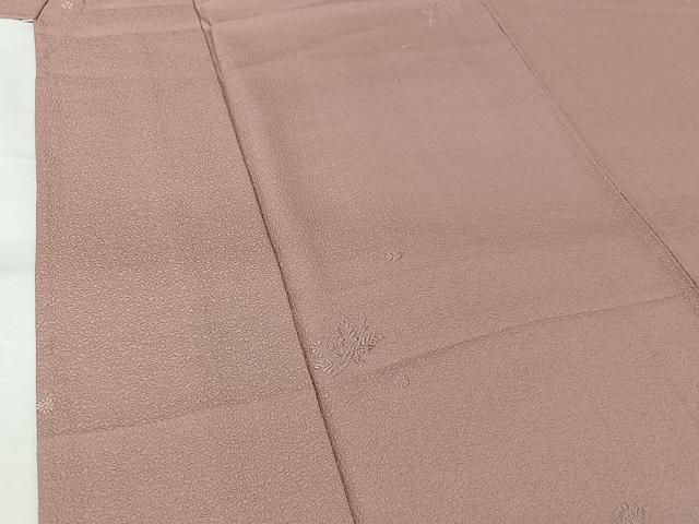 平和屋着物▽上質な色無地　単衣　総刺繍　草葉地紋　撫子色　正絹　逸品　AABL0333jh