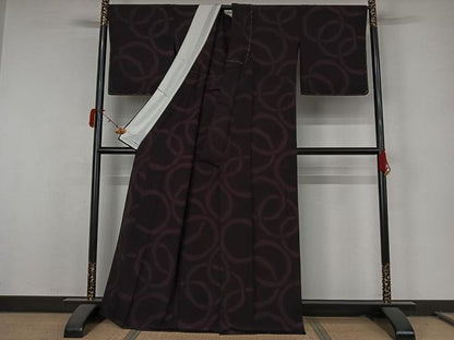平和屋着物▽上質な小紋　単衣　丸文　正絹　逸品　AABL0336jh