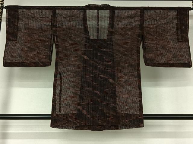 平和屋着物▽道行コート　スリーシーズン　春夏秋　塵除け　霞文　黒地　正絹　逸品　AABL0338jh