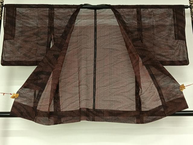 平和屋着物▽道行コート　スリーシーズン　春夏秋　塵除け　霞文　黒地　正絹　逸品　AABL0338jh