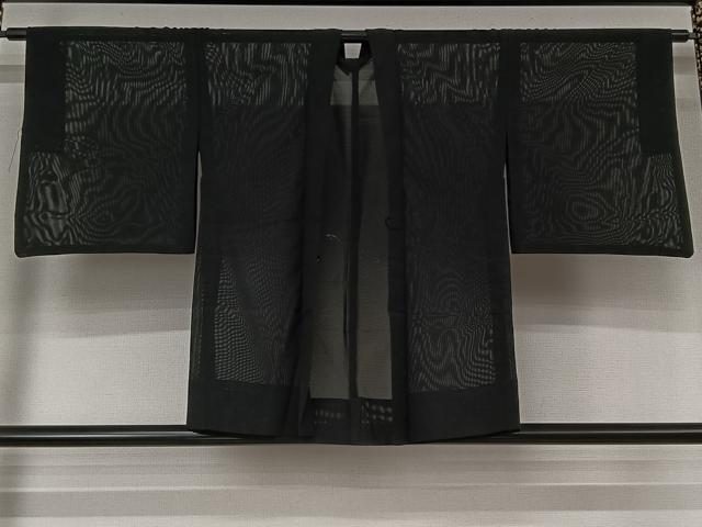 平和屋着物▽羽織　スリーシーズン　春夏秋　塵除け　松文　黒地　洗える着物　AABL0339jh
