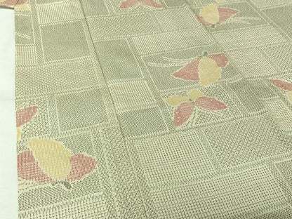 平和屋着物▽本塩沢　単衣　舞蝶文　正絹　逸品　AABL0340jh