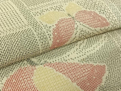 平和屋着物▽本塩沢　単衣　舞蝶文　正絹　逸品　AABL0340jh