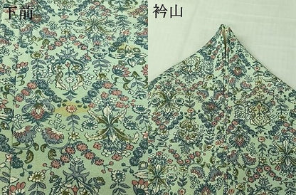 平和屋着物▽上質な小紋　単衣　草花文　正絹　逸品　AABL0341jh