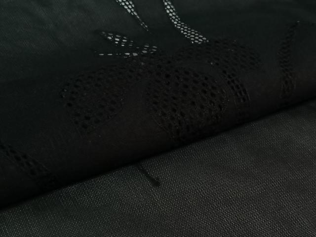 平和屋着物▽羽織　スリーシーズン　春夏秋　塵除け　燕子花　黒地　正絹　逸品　AABL0342jh