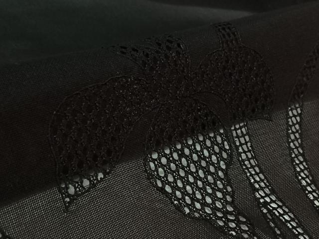平和屋着物▽羽織　スリーシーズン　春夏秋　塵除け　燕子花　黒地　正絹　逸品　AABL0342jh