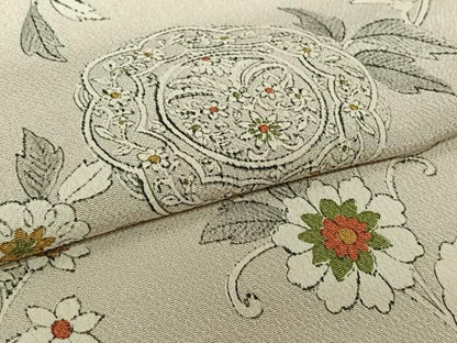 平和屋着物▽上質な小紋　単衣　正倉院花文　鬼しぼ縮緬　正絹　逸品　AABL0344jh
