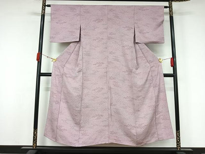 平和屋着物▽上質な小紋　単衣　流水花文　暈し染め　正絹　逸品　AABL0345jh