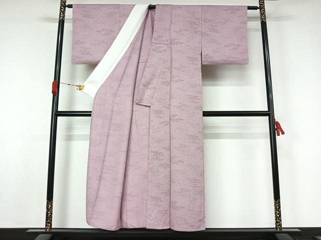 平和屋着物▽上質な小紋　単衣　流水花文　暈し染め　正絹　逸品　AABL0345jh