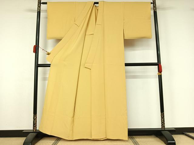 平和屋着物▽上質な色無地　単衣　玉蜀黍色　正絹　逸品　AABL0348jh