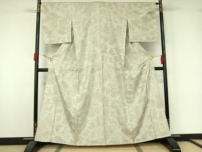 平和屋着物▽上質な紬　単衣　雪輪鞠文 　正絹　逸品　未使用　AABL0356jh