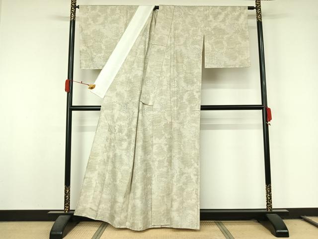 平和屋着物▽上質な紬　単衣　雪輪鞠文 　正絹　逸品　未使用　AABL0356jh