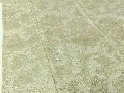 平和屋着物▽上質な紬　単衣　雪輪鞠文 　正絹　逸品　未使用　AABL0356jh